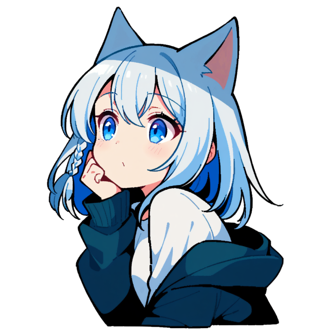 白・青の髪と猫耳のPlatのキャラクター
